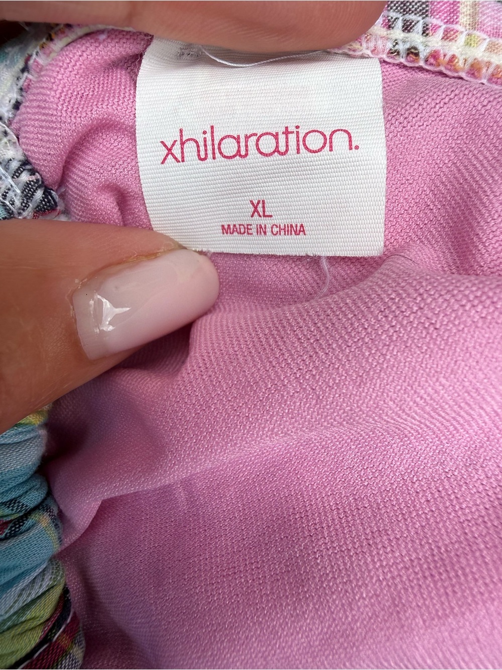 Xhilaration Madras Plaid Triangle Bikini Top Size XL Cotton - Picture 3 of 5